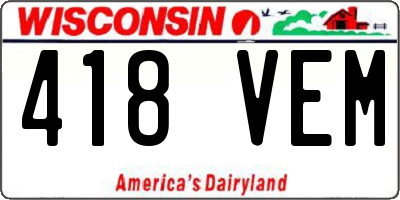 WI license plate 418VEM