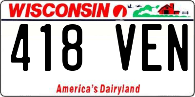 WI license plate 418VEN