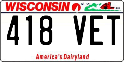 WI license plate 418VET