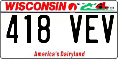 WI license plate 418VEV