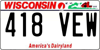 WI license plate 418VEW