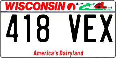 WI license plate 418VEX
