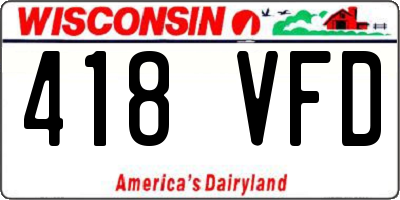 WI license plate 418VFD