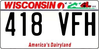 WI license plate 418VFH