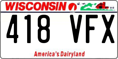 WI license plate 418VFX