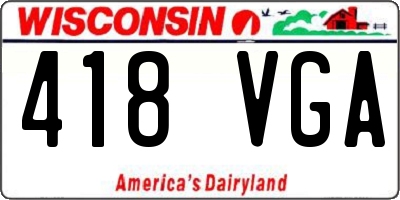 WI license plate 418VGA