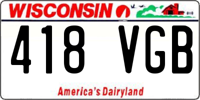 WI license plate 418VGB