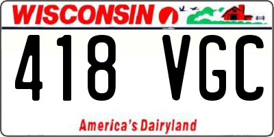 WI license plate 418VGC