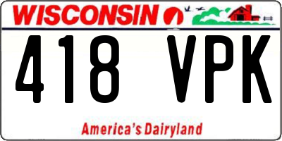 WI license plate 418VPK