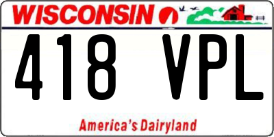 WI license plate 418VPL