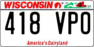 WI license plate 418VPO