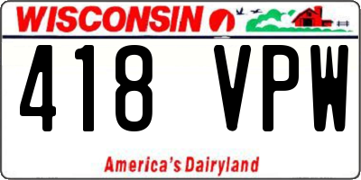 WI license plate 418VPW