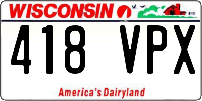 WI license plate 418VPX