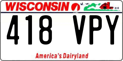 WI license plate 418VPY