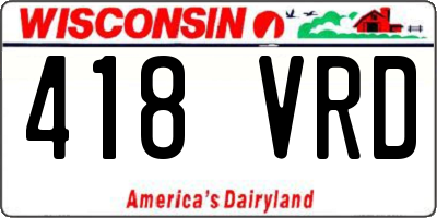 WI license plate 418VRD