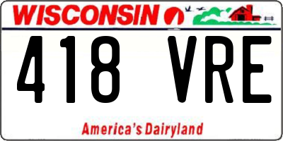 WI license plate 418VRE