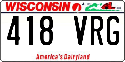 WI license plate 418VRG