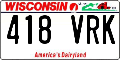 WI license plate 418VRK