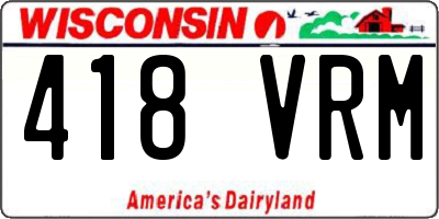 WI license plate 418VRM