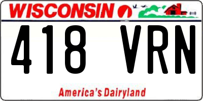 WI license plate 418VRN