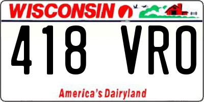 WI license plate 418VRO