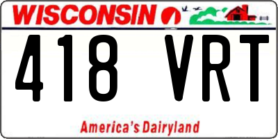 WI license plate 418VRT
