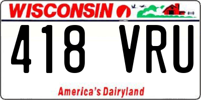 WI license plate 418VRU