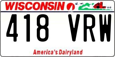 WI license plate 418VRW