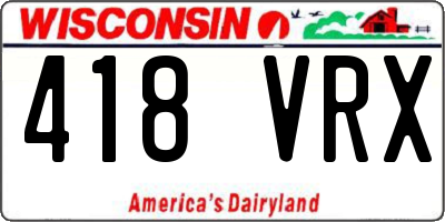 WI license plate 418VRX