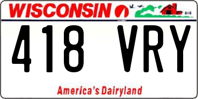 WI license plate 418VRY