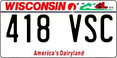 WI license plate 418VSC