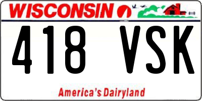 WI license plate 418VSK