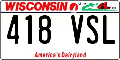 WI license plate 418VSL