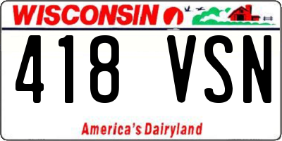 WI license plate 418VSN
