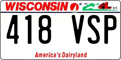 WI license plate 418VSP