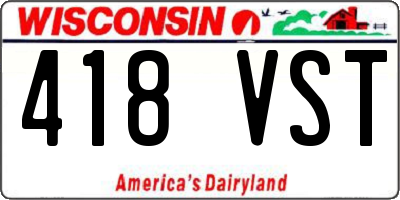 WI license plate 418VST