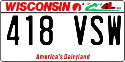 WI license plate 418VSW
