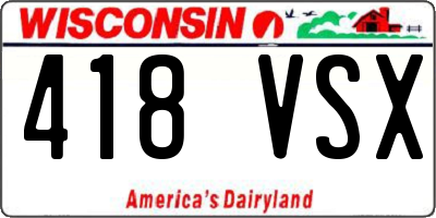WI license plate 418VSX