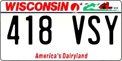 WI license plate 418VSY