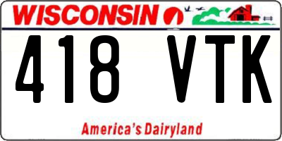WI license plate 418VTK