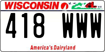 WI license plate 418WWW