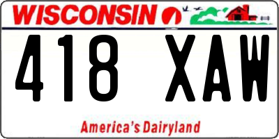 WI license plate 418XAW
