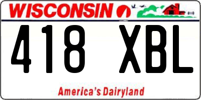 WI license plate 418XBL