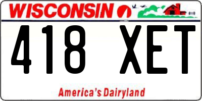 WI license plate 418XET