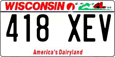 WI license plate 418XEV