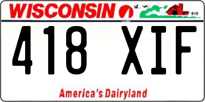 WI license plate 418XIF