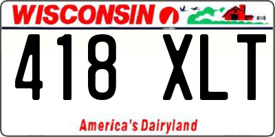 WI license plate 418XLT
