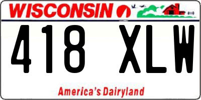 WI license plate 418XLW
