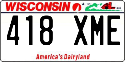 WI license plate 418XME