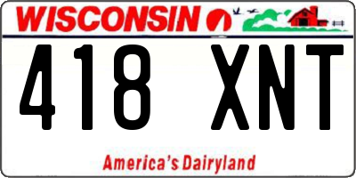 WI license plate 418XNT